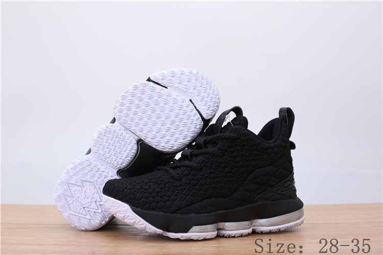 Nike Lebron James 15 Black White Shoes For Kids